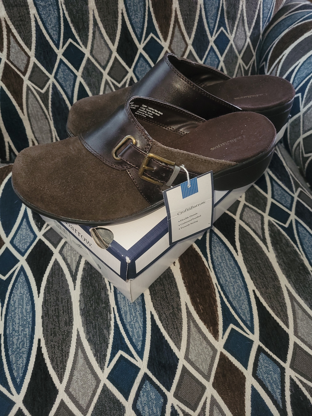 Coft & Barrow Dark Brown Suede Slip-On Clogs with Buckle For Women Size 9